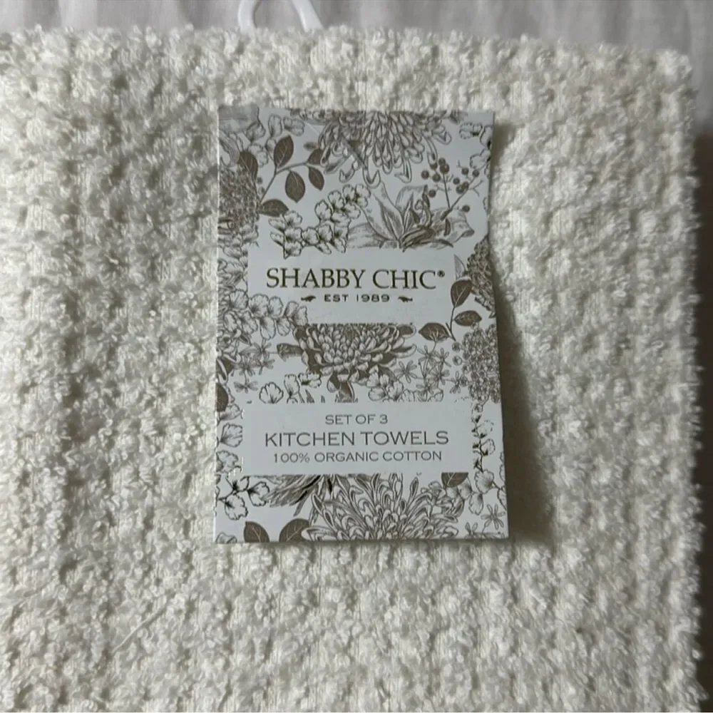 SHABBY CHIC White Pink Gingham Ivory Multi Quilted Pumpkin Ruffle Tea Towel Set